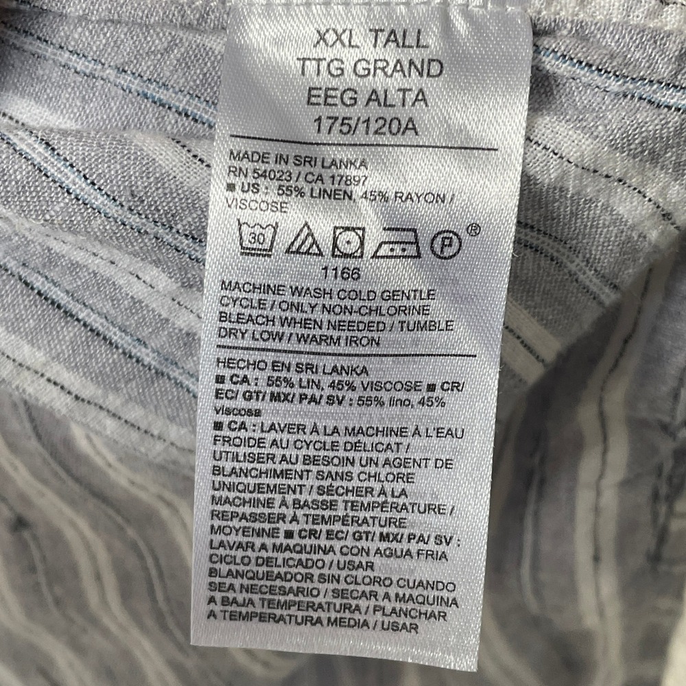 Old Navy Womens Plus XXL Tall Boyfriend Shirt Grey White Striped Linen Blend Top - Picture 4 of 8